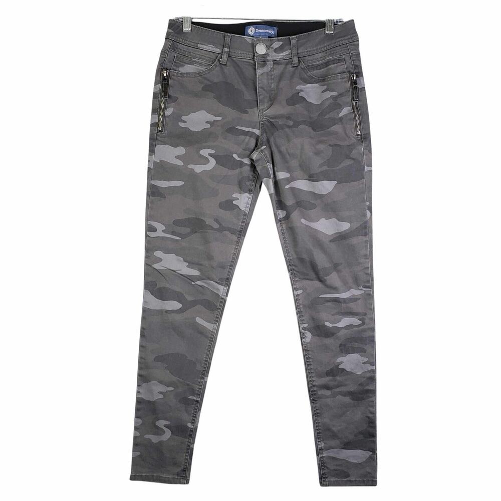 Democracy Jeans Womens Size 6 Ab Solution Gray Camo Straight Leg Mid Rise